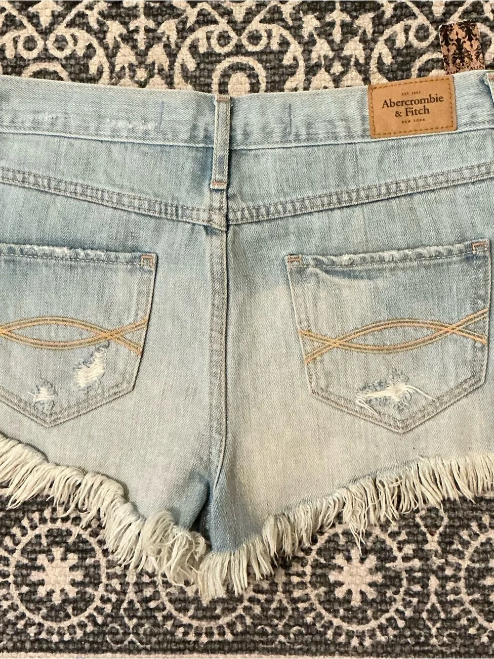 Light Blue Embellished Distressed Abercrombie Denim Shorts - sz0 Women